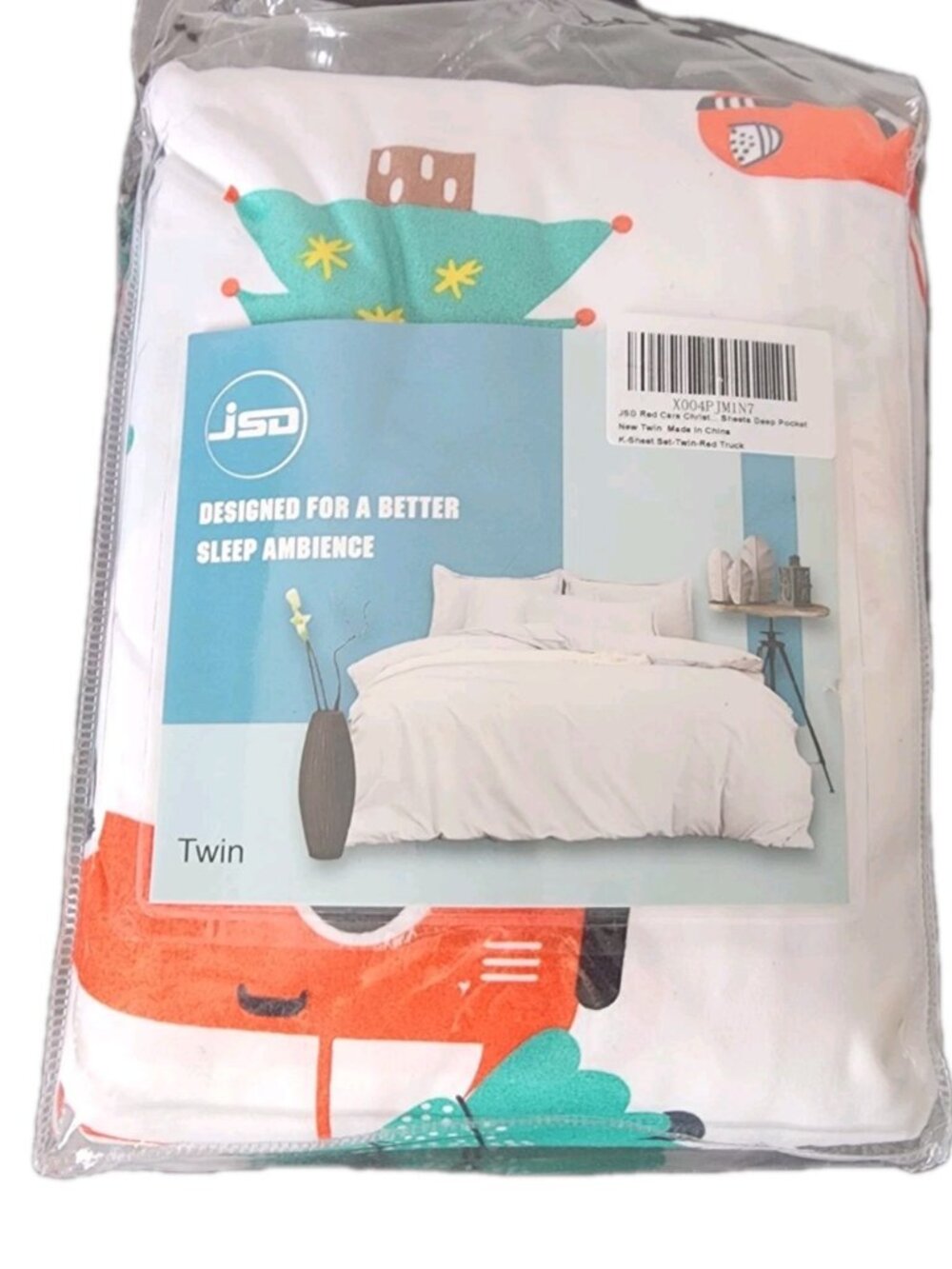 Red Cars Christmas Tree Toddler Bedding Sheet Set 3 Piece Twin